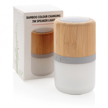 Logotrade mainostuote tuotekuva: Bamboo 3W kaiutin väriä vaihtavalla valolla