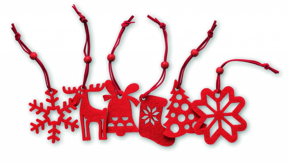 Logotrade liikelahja tuotekuva: Set of 6 felt tree hangers