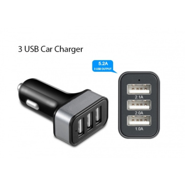 Logo trade liikelahja kuva: Autolaturi 3 USB-portilla