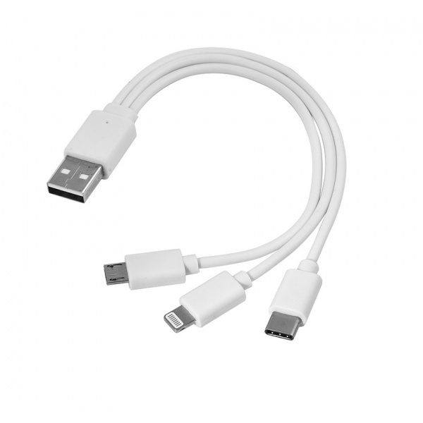 Logotrade liikelahja mainoslahja kuva: 3 in 1 USB-kaapeli tyyppi c + micro USB + lightning