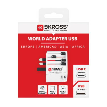 Logo trade mainostuote kuva: SKROSS World Travel MUV 2-napainen USB A ja C adapteri