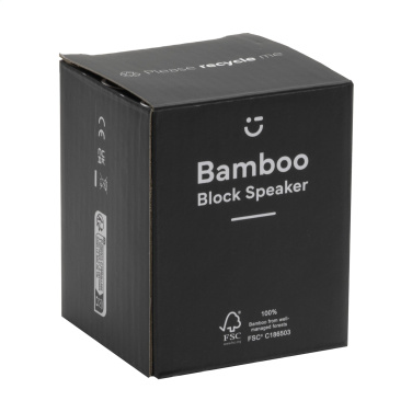 Logo trade mainoslahja kuva: Bamboo Block -kaiutin langattomalla laturilla