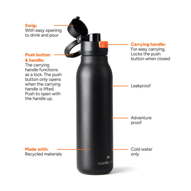 Logotrade mainoslahja ja liikelahja kuva: Nordic Drift Trail RCS -yksiseinämäinen juomapullo 750 ml