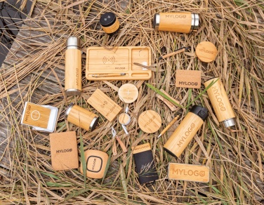Logotrade logo dāvanas foto: Bambusa 5W apaļais bezvadu lādētājs