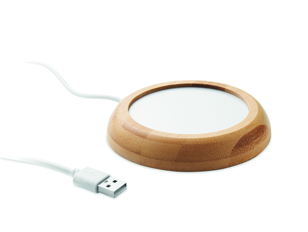 Logotrade Ideja dāvanas foto: Bambusa krūzīšu sildītājs ar USB