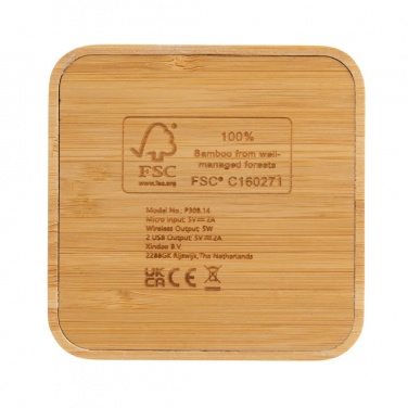 Логотрейд pекламные продукты картинка: Беспроводное зарядное устройство Bamboo 5 Вт с USB-портом