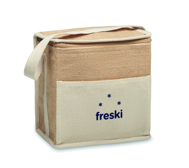 Лого трейд pекламные подарки фото: Jute and canvas cooler bag 3L