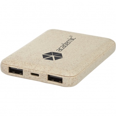 Logotrade kampanjprodukter bild: Asama 5000 mAh trådlös powerbank i halm