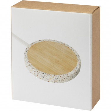 Logotrade kampanjprodukter bild: Terrazzo 10 W trådlös laddningsplatta i bambu