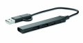 USB 4 portar hubb 19 cm, Svart