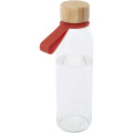 Porto 500 ml vattenflaska av glas med silikonhandtag och bambulock, Tegel