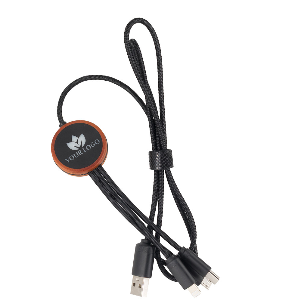 Logotrade presentreklam bild: Kabel 3-i-1 med upplyst logotyp - LH-ZM04