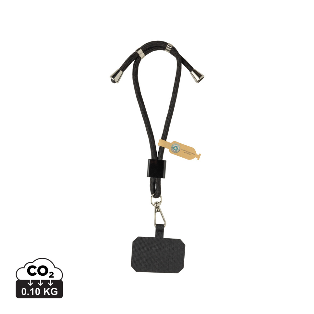 Logotrade reklamprodukter bild: CarryLoop RCS  PET-justerbar telefonrem för mobiltelefon