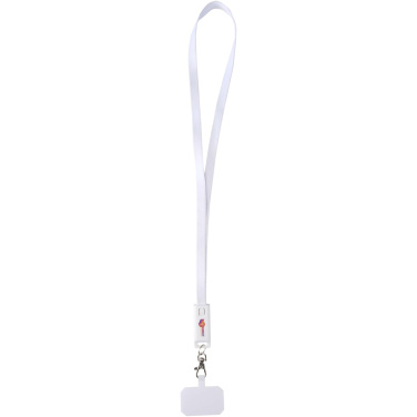 Logotrade profilprodukter bild: Franz nyckelband för smartphone av återvunnen plast med inbyggd datasynkroniseringskabel och 65 W snabbladdande 5-i-1-kabel
