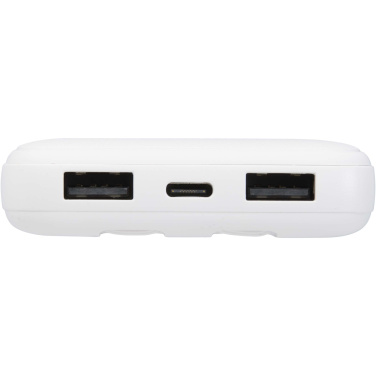 Logotrade kampanjprodukter bild: Adhil 10 000 mAh 10 W powerbank av återvunnen plast med två inbyggda kablar