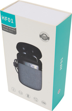 Logotrade reklamprodukter bild: Bluetooth-högtalare HF01 med inbyggda hörlurar 2 i 1